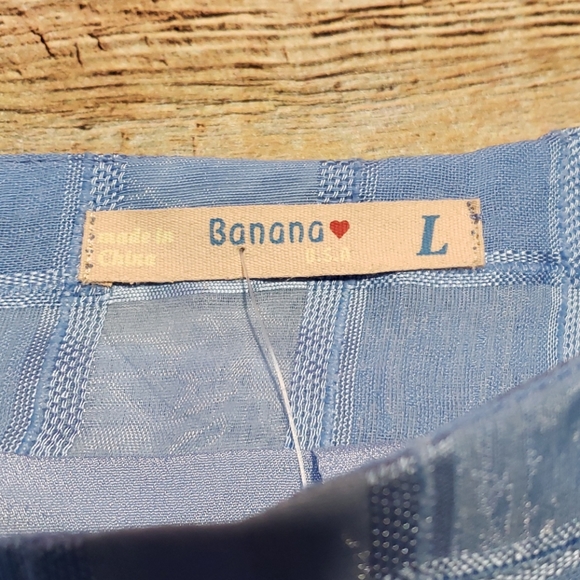 Banana - Blue Checked Lined Short Skirt Large New - Picture 5 of 7